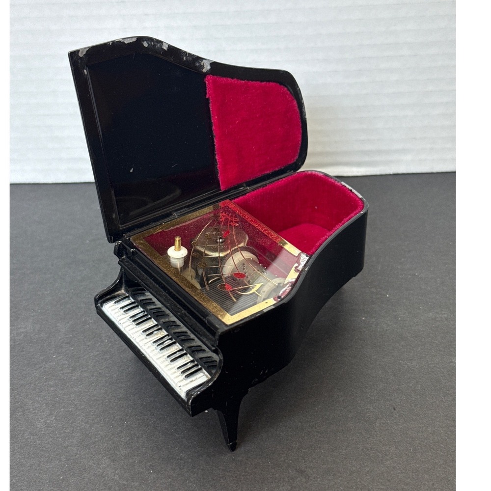 Vintage Westland Black Grand Piano Music Box Memory Made in Japan Trinket Box
